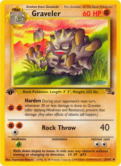 Graveler (FO) #37/62 Uncommon (Unlimited Lightly Played) Fossil Pokemon: 1999