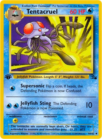 Tentacruel (FO) #44/62 Uncommon Fossil Pokemon: 1999