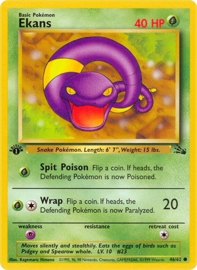 Ekans (FO) #46/62 Common Fossil Pokemon: 1999