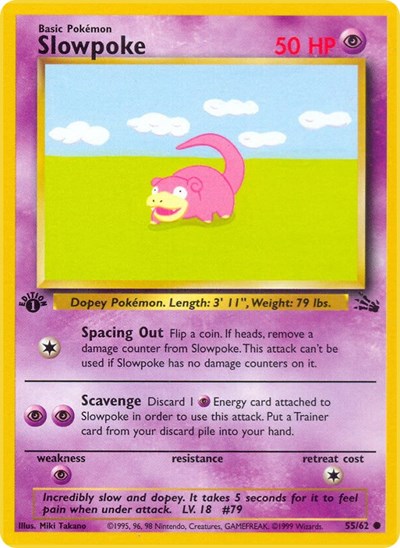 Slowpoke (FO) #55/62 Common Fossil Pokemon: 1999