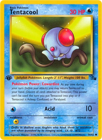 Tentacool (FO) #56/62 Common Fossil Pokemon: 1999