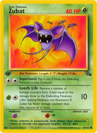 1999 Pokemon: Fossil (FO) - Zubat (#57/62, Common)