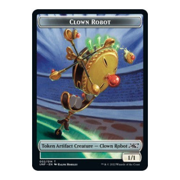Clown Robot (002) // Food (010) Double-sided Token (UNF) #002 T (Foil Near Mint) Unfinity Magic: The Gathering: 2022