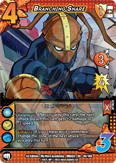 Branching Snare (MHA3) #36/108 Uncommon (1st Edition Normal Lightly Played) UniVersus: My Hero Academia: Heroes Clash UniVersus: 2022