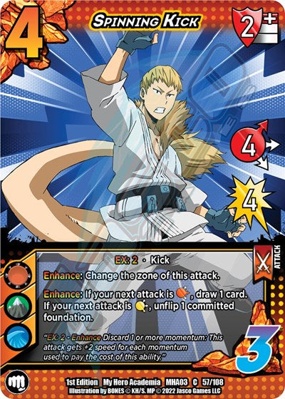 Spinning Kick (MHA3) #57/108 Common (1st Edition Normal Lightly Played) UniVersus: My Hero Academia: Heroes Clash UniVersus: 2022