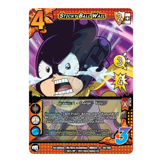 Sticky Ball Wail (MHA3) #59/108 Common (1st Edition Normal Lightly Played) UniVersus: My Hero Academia: Heroes Clash UniVersus: 2022