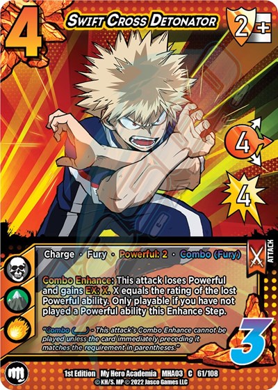 Swift Cross Detonator (MHA3) #61/108 Common (1st Edition Normal Lightly Played) UniVersus: My Hero Academia: Heroes Clash UniVersus: 2022