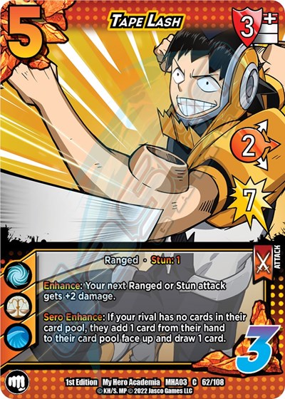Tape Lash (MHA3) #62/108 Common (1st Edition Normal Lightly Played) UniVersus: My Hero Academia: Heroes Clash UniVersus: 2022