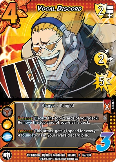 Vocal Discord (MHA3) #67/108 Common (1st Edition Normal Lightly Played) UniVersus: My Hero Academia: Heroes Clash UniVersus: 2022