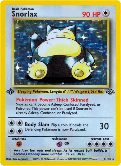 Snorlax 11 (JU) #11/64 Holo Rare (Unlimited Holofoil Heavily Played) Jungle Pokemon: 1999