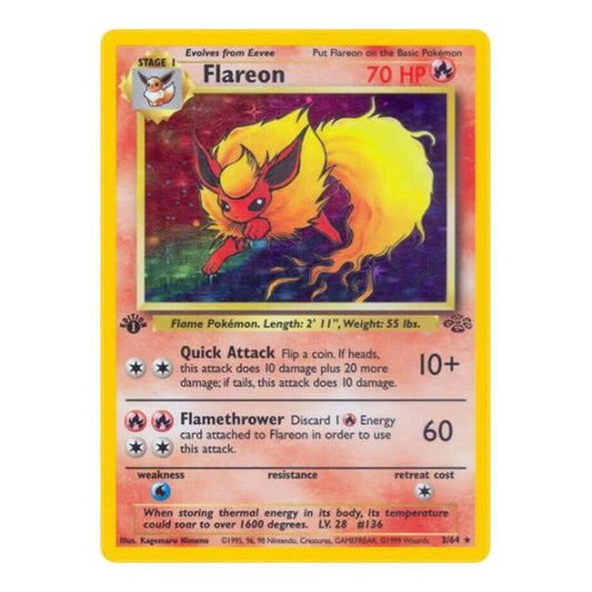 Flareon (3) (JU) #03/64 Holo Rare Jungle Pokemon: 1999
