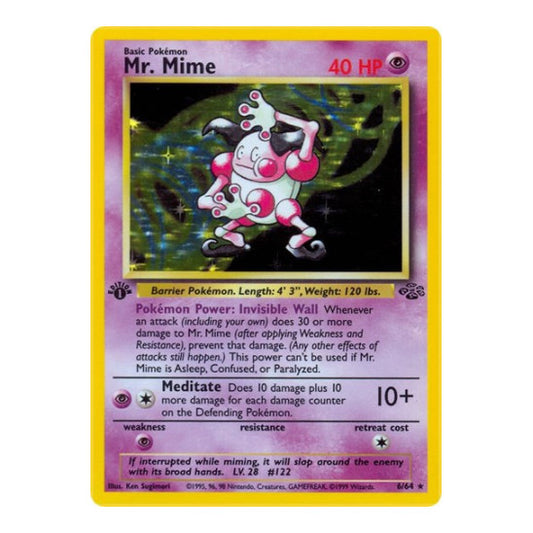 Mr. Mime (6) (JU) #06/64 Holo Rare (Unlimited Holofoil Lightly Played) Jungle Pokemon: 1999