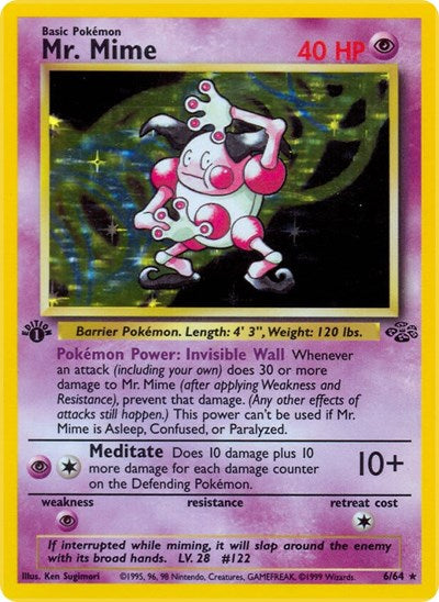 Mr Mime 6 (JU) #06/64 Holo Rare (Unlimited Holofoil Lightly Played) Jungle Pokemon: 1999