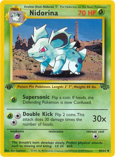 1999 Pokemon: Jungle (JU) - Nidorina (#40/64, Uncommon)