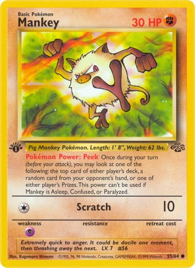 1999 Pokemon: Jungle (JU) - Mankey (#55/64, Common)