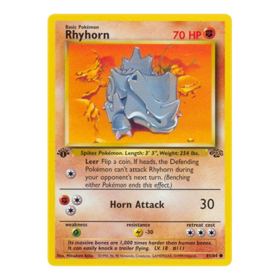 Rhyhorn (JU) #61/64 Common Jungle Pokemon: 1999
