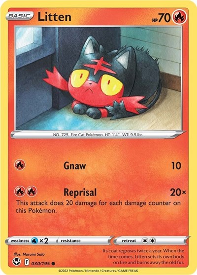 Litten (SWSH12) #030/195 Common (Reverse Holofoil Lightly Played) SWSH12: Silver Tempest Pokemon: 2022