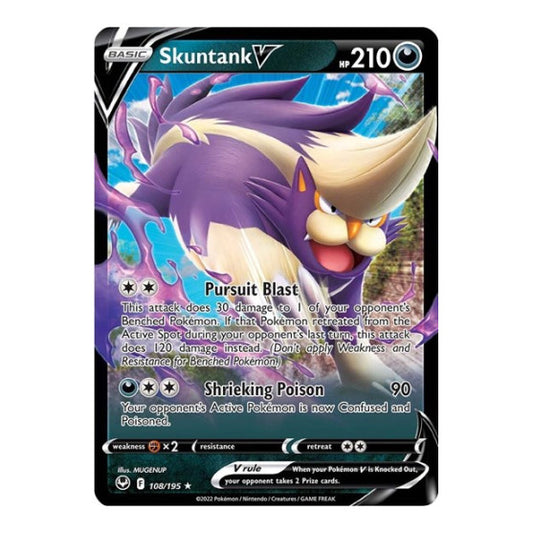 Skuntank V (SWSH12) #108/195 Ultra Rare (Holofoil Near Mint) SWSH12: Silver Tempest Pokemon: 2022