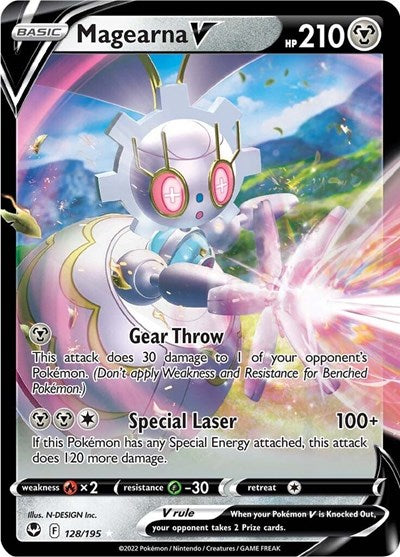 Magearna V (SWSH12) #128/195 Ultra Rare (Holofoil Near Mint) SWSH12: Silver Tempest Pokemon: 2022