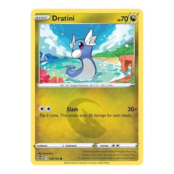 Dratini (SWSH12) #129/195 Common (Reverse Holofoil Moderately Played) SWSH12: Silver Tempest Pokemon: 2022