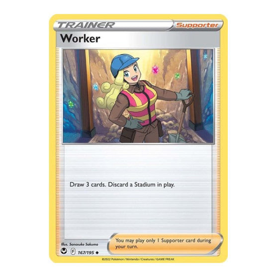 Worker (SWSH12) #167/195 Uncommon (Reverse Holofoil Heavily Played) SWSH12: Silver Tempest Pokemon: 2022