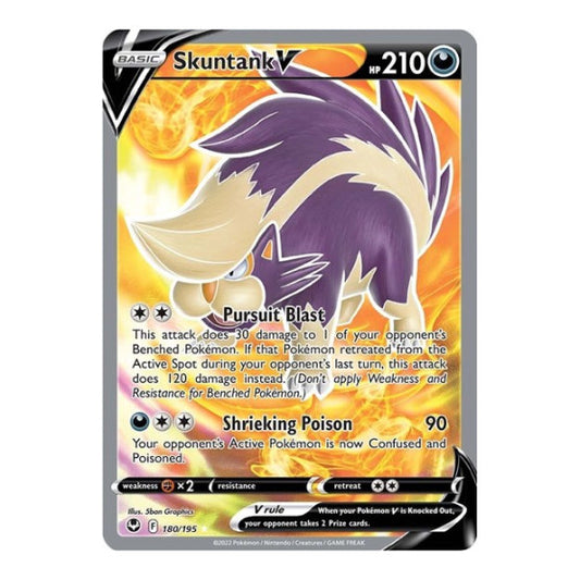 Skuntank V (Full Art) (SWSH12) #180/195 Ultra Rare (Holofoil Near Mint) SWSH12: Silver Tempest Pokemon: 2022