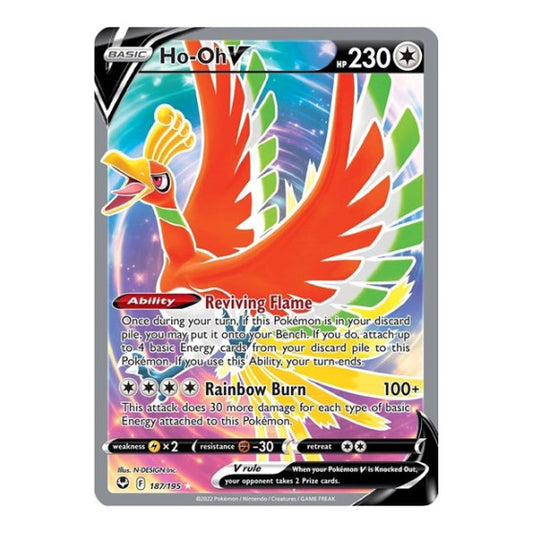 Ho-Oh V (Full Art) (SWSH12) #187/195 Ultra Rare (Holofoil Near Mint) SWSH12: Silver Tempest Pokemon: 2022