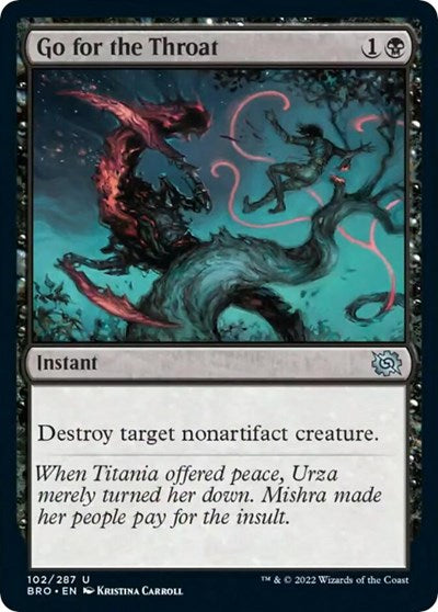 Go for the Throat (BRO) #102 Uncommon (Lightly Played) The Brothers' War Magic: The Gathering: 2022