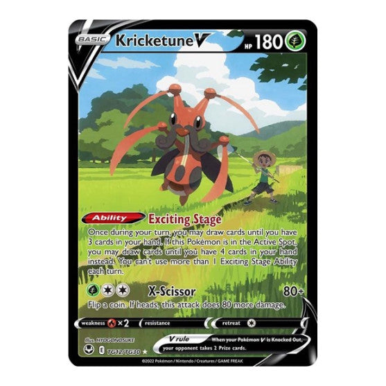 Kricketune V (SWSH12: TG) #TG12/TG30 Ultra Rare (Holofoil Moderately Played) SWSH12: Silver Tempest Trainer Gallery Pokemon: 2022