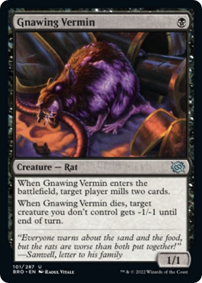 Gnawing Vermin (BRO) #101 Uncommon (Lightly Played) The Brothers' War Magic: The Gathering: 2022