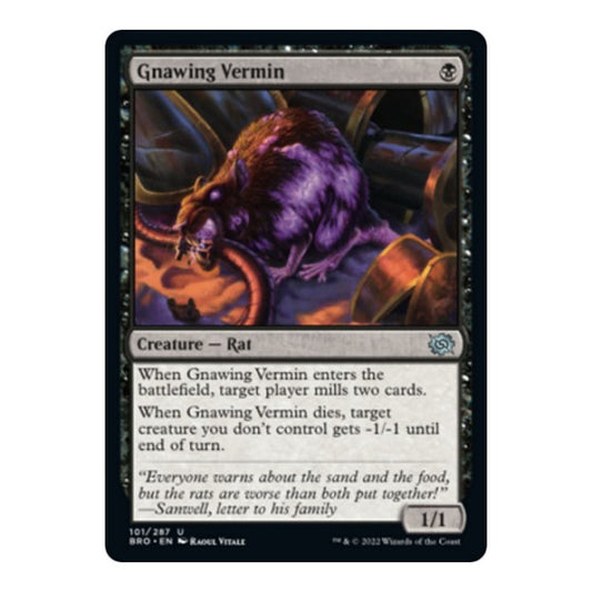 Gnawing Vermin (BRO) #101 Uncommon The Brothers' War Magic: The Gathering: 2022