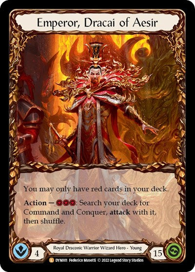 Emperor Dracai of Aesir (DYN) #DYN001 Legendary (Rainbow Foil Near Mint) Dynasty Flesh & Blood TCG: 2022