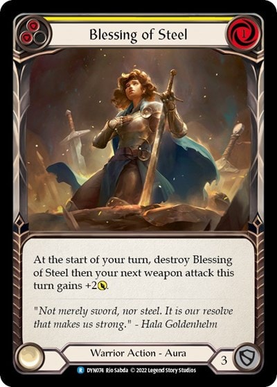 Blessing of Steel Yellow (DYN) #DYN074 Rare (Lightly Played) Dynasty Flesh and Blood TCG: 2022