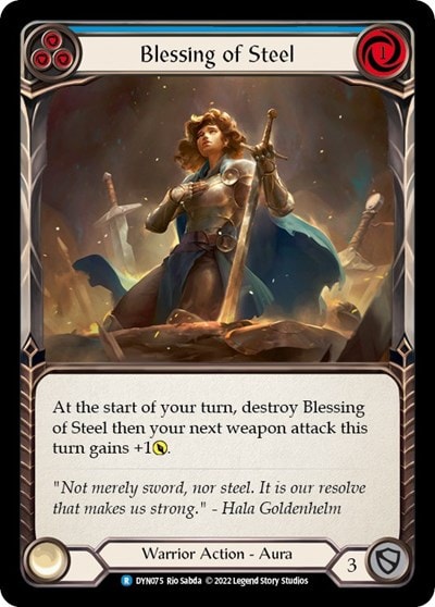 Blessing of Steel Blue (DYN) #DYN075 Rare (Lightly Played) Dynasty Flesh and Blood TCG: 2022