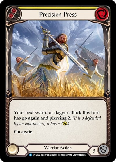 Precision Press Yellow (DYN) #DYN077 Rare (Lightly Played) Dynasty Flesh and Blood TCG: 2022