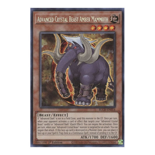 Advanced Crystal Beast Amber Mammoth (BLCR) #BLCR-EN014 Secret Rare (1st Edition Near Mint) Battles of Legend: Crystal Revenge YuGiOh: 2022