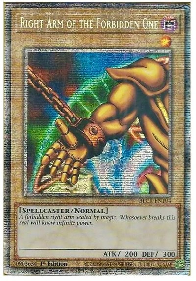 Right Arm of the Forbidden One Starlight Rare (BLCR) #BLCR-EN104 Starlight Rare (1st Edition Near Mint) Battles of Legend: Crystal Revenge YuGiOh: 2022