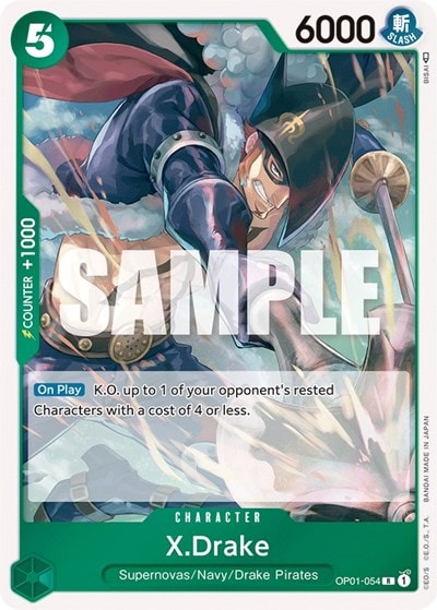 X.Drake (054) (OP01) #OP01-054 Rare (Foil Lightly Played) Romance Dawn One Piece Card Game: 2022