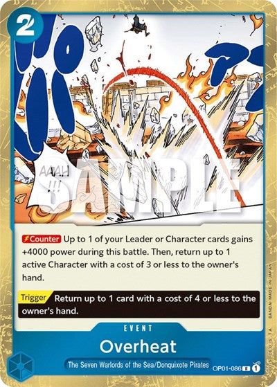 Overheat (OP01) #OP01-086 Rare (Foil Near Mint) Romance Dawn One Piece Card Game: 2022