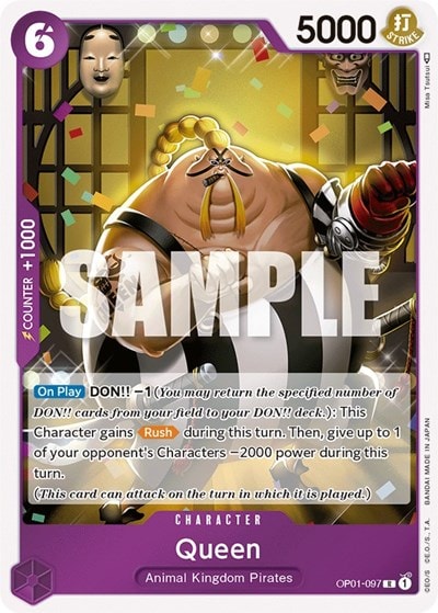Queen (OP01) #OP01-097 Rare (Foil Lightly Played) Romance Dawn One Piece Card Game: 2022