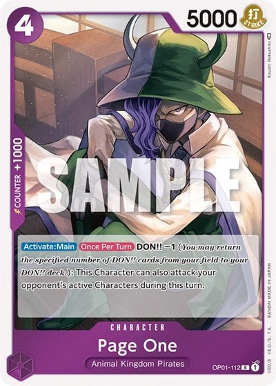 Page One (OP01) #OP01-112 Rare (Foil Lightly Played) Romance Dawn One Piece Card Game: 2022