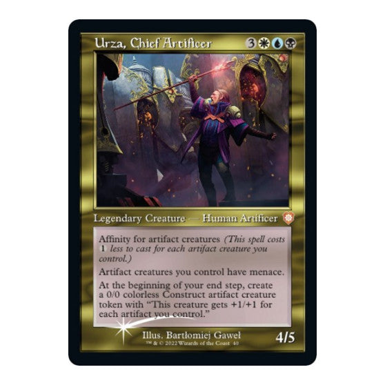 Urza, Chief Artificer (Display Commander) - Thick Stock (BRC) #40 Mythic Rare (Foil Near Mint) Commander: The Brothers' War Magic: The Gathering: 2022