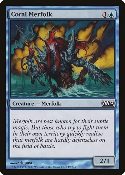 Coral Merfolk (M12) #49 Common (Moderately Played) Magic 2012 (M12) Magic: The Gathering: 2011