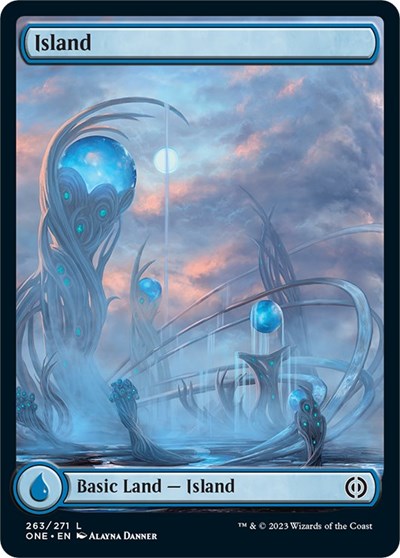 2023 Magic: Phyrexia: All Will Be One (ONE) - Island 263 Full Art (#263, Land) (Lightly Played)