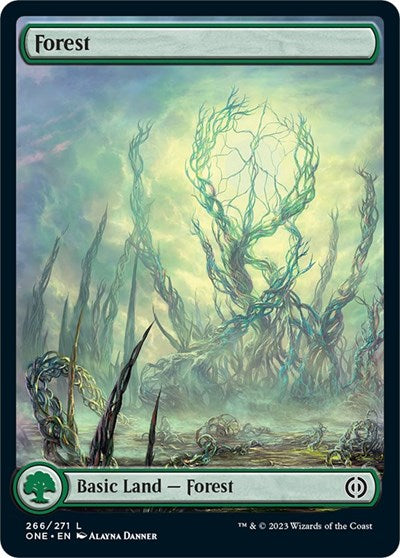 Forest 266 Full Art (ONE) #266 Land Phyrexia: All Will Be One Magic: The Gathering: 2023