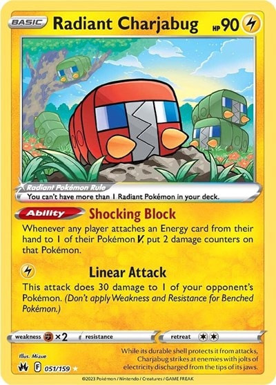 Radiant Charjabug (CRZ) #051/159 Radiant Rare SWSH: Crown Zenith Pokemon: 2023