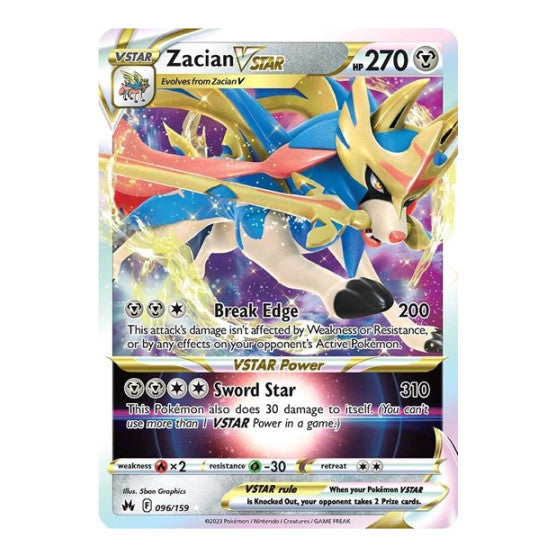 Zacian VSTAR (CRZ) #096/159 Ultra Rare (Holofoil Near Mint) SWSH: Crown Zenith Pokemon: 2023