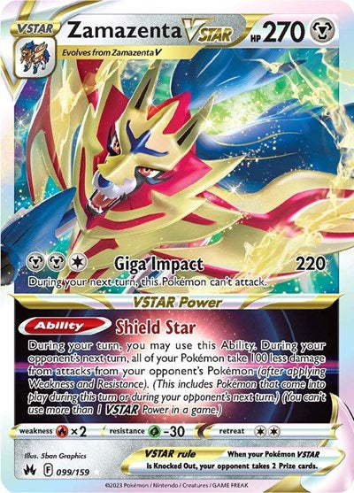 Zamazenta VSTAR (CRZ) #099/159 Ultra Rare (Holofoil Near Mint) SWSH: Crown Zenith Pokemon: 2023