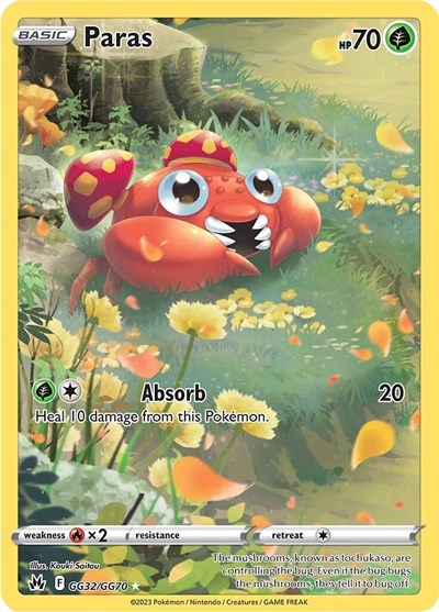 Paras (CRZ:GG) #GG32/GG70 Ultra Rare (Holofoil Near Mint) SWSH: Crown Zenith: Galarian Gallery Pokemon: 2023