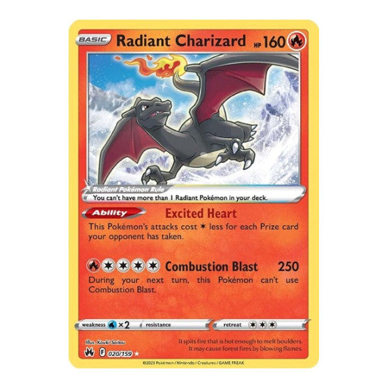 Radiant Charizard (CRZ) #020/159 Radiant Rare SWSH: Crown Zenith Pokemon: 2023